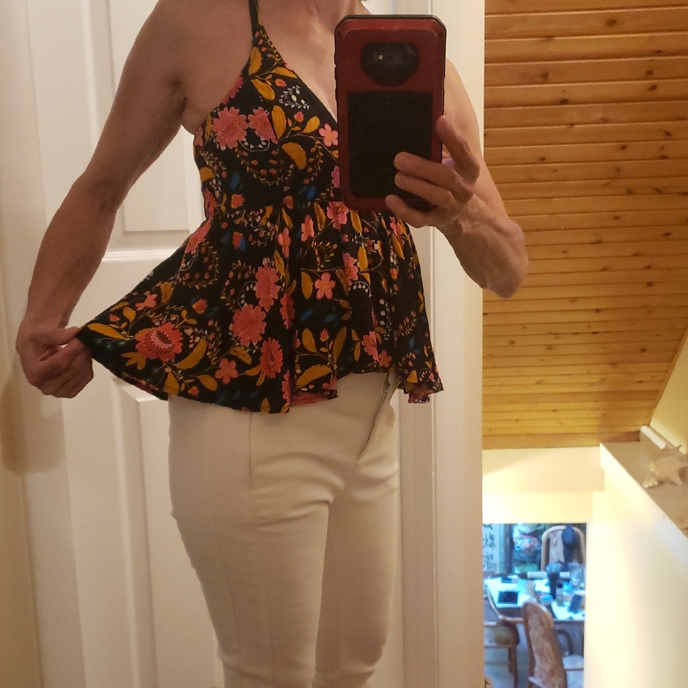 Express Floral Camisole - Black and Pink